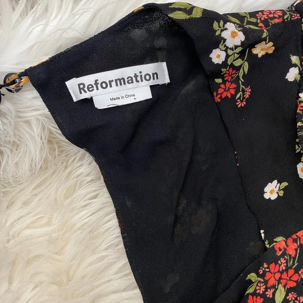 Reformation Black Floral Midi Dress - Picture 8 of 9